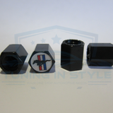 4pcs Ford Mustang Tri Bar Logo ABS Black Tire Stem Valve Caps Official Licensed