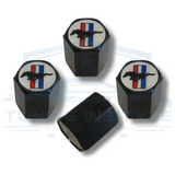 4pcs Ford Mustang Tri Bar Logo ABS Black Tire Stem Valve Caps Official Licensed