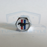 4pcs Ford Mustang Tri Bar Logo ABS Chrome Tire Stem Valve Caps Official Licensed