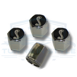 4pcs Ford Mustang Cobra Logo ABS Chrome Tire Stem Valve Caps Official Licensed