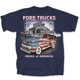 Ford Trucks Pride of America Auto Car Cotton Preshrunk T-Shirt Navy Blue