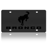 Ford Bronco - Carbon Steel License Plate - Stealth Black Bronco Logo and Word