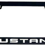 Ford – License Plate Frame – Ford Mustang Word Only Chrome on Black