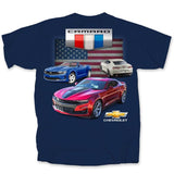 Vintage Chevrolet Camaro Car Auto Collection Cotton Preshrunk T-Shirt Blue