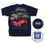Chevy Trucks 1967-1972 Trucks Dealer Scene T-Shirt Navy Blue Official Licensed