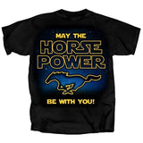 Ford Mustang May The Horse Power Be With You Cotton Preshrunk T-Shirt Black