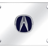 Acura (Blue Fill) License Plate - Chrome on Mirrored - Official Licensed