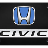 Dual Honda Civic (Blue Fill) License Plate - Chrome on Black - Official Licensed