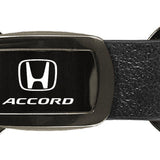 Honda Accord Leather Tri-Ring Key Chain Fob - Gun Metal - Official Licensed