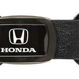 Honda Leather Tri-Ring Key Chain Fob - Gun Metal - Official Licensed