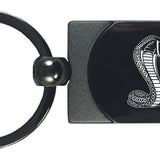 Ford Mustang Cobra Two-Tone Rectangular Key Chain Fob - Gun Metal - Official Licensed
