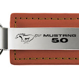 Ford Mustang 5.0 Leather Key Chain Fob - Brown - Official Licensed