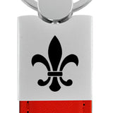Fleur-De-Lis Duo Leather / Chrome Key Chain Fob - Official Licensed