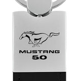 Ford Mustang 5.0 Duo Leather / Chrome Key Chain Fob - Official Licensed