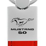Ford Mustang 5.0 Duo Leather / Chrome Key Chain Fob - Official Licensed
