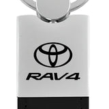 Toyota RAV4 Duo Leather / Chrome Key Chain Fob - Black - Official Licensed