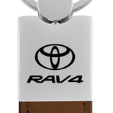Toyota RAV4 Duo Leather / Chrome Key Chain Fob - Black - Official Licensed