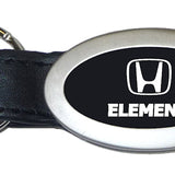 Honda Element Oval Leather Key Chain Fob - Black - Official Licensed