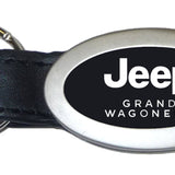 Jeep Grand Wagoneer Oval Leather Key Chain Fob - Black - Official Licensed