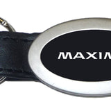Nissan Maxima Oval Leather Key Chain Fob - Black - Official Licensed