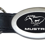 Ford Mustang Oval Leather Key Chain Fob - Black - Official Licensed