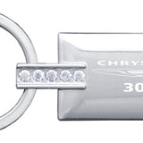 Chrysler 300 Jeweled Rectangular Key Chain Fob - Silver - Official Licensed