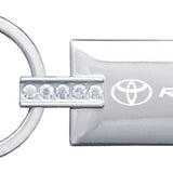 Toyota RAV4 Jeweled Rectangular Key Chain Fob - Silver - Official Licensed
