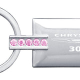 Chrysler 300 Jeweled Rectangular Key Chain Fob - Pink - Official Licensed