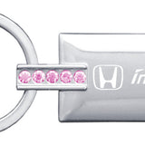 Honda Insight Jeweled Rectangular Key Chain Fob - Pink - Official Licensed
