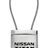 Nissan Titan Satin-Chrome Cable Key Chain Fob - Silver - Official Licensed