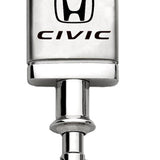 Honda Civic Satin-Chrome Valet Key Chain Fob - Silver - Official Licensed