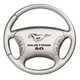Ford Mustang 5.0 Steering Wheel Key Chain Fob - Silver - Official Licensed