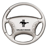 Ford Mustang Tri-Bar Steering Wheel Key Chain Fob - Silver - Official Licensed
