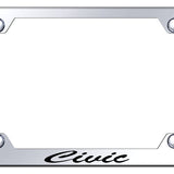 Honda Civic Script Steel Wide Body License Plate Frame - Laser Etched Mirrored - Official Licensed