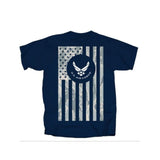 USAF US Air Force Logo Camouflage Flag Graphic T-Shirt Blue Official Licensed