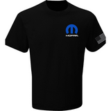 Mopar 1937 Logo Rally Stripe Short Sleeve Cotton T-Shirt Black Official Licensed