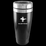 Ford Mustang Tri Bar Black 16oz Stainless Steel Travel Mug Official Licensed