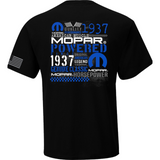 Mopar 1937 Logo Rally Stripe Short Sleeve Cotton T-Shirt Black Official Licensed
