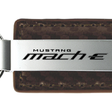 Mustang Mach-E Taupe Carbon Fiber Texture Leather Key Chain Official Licensed