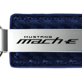 Mustang Mach-E Navy Blue Carbon Fiber Texture Leather Key Chain Official License