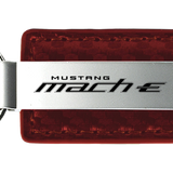 Mustang Mach-E Burgundy Carbon Fiber Texture Leather Key Chain Official Licensed