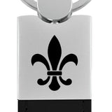 Fleur-De-Lis Duo Leather / Chrome Key Chain Fob - Official Licensed