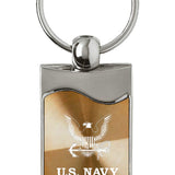 U.S. Navy Insignia Rectangular Wave Key Chain Fob - Official Licensed