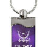 U.S. Navy Insignia Rectangular Wave Key Chain Fob - Official Licensed