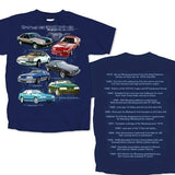 Ford Fox Body Mustang Highlights Graphic T-Shirt Navy Blue Official Licensed