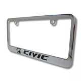Honda Civic Logo Chrome Zinc Metal License Plate Frame Official Licensed