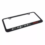 Honda Civic Si Logo Black Zinc Metal License Plate Frame Official Licensed