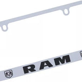 Dodge Ram Dual Logo Chrome Solid Brass License Plate Frame Official Licensed