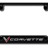 Chevrolet Corvette Logo Black Zinc Metal License Plate Frame Official Licensed