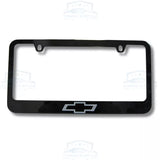 Chevrolet Bowtie Engraved Logo Black Zinc License Plate Frame Official Licensed